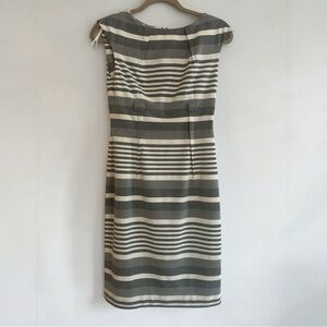 Calvin Klein Gray and White Striped Midi Dress